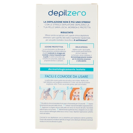 depilzero strisce depilatorie Viso 20 Strisce + 4 Salviettine